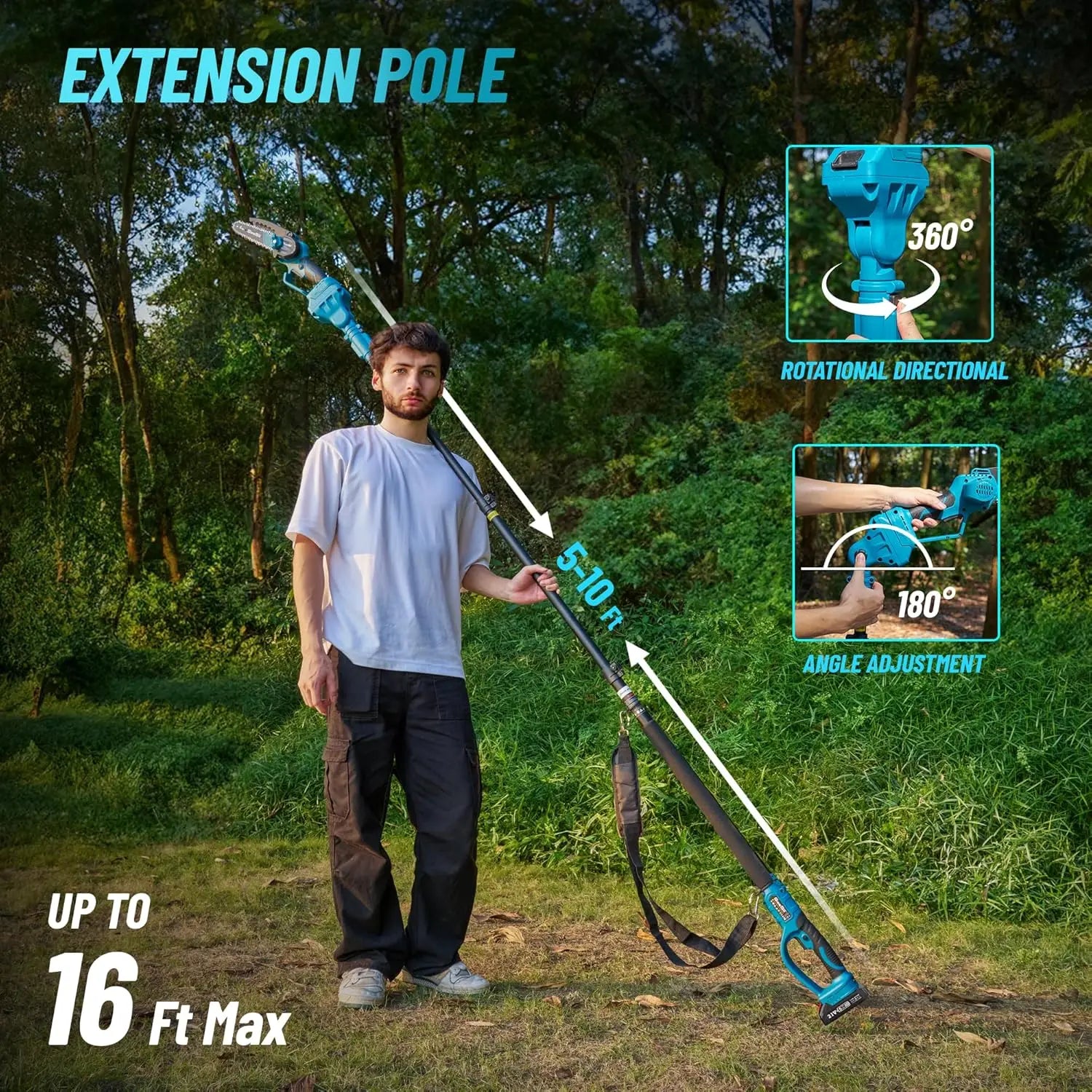 Seesii 2-In-1 Cordless Pole Saw And Mini Chainsaw - Safety First Gear 25