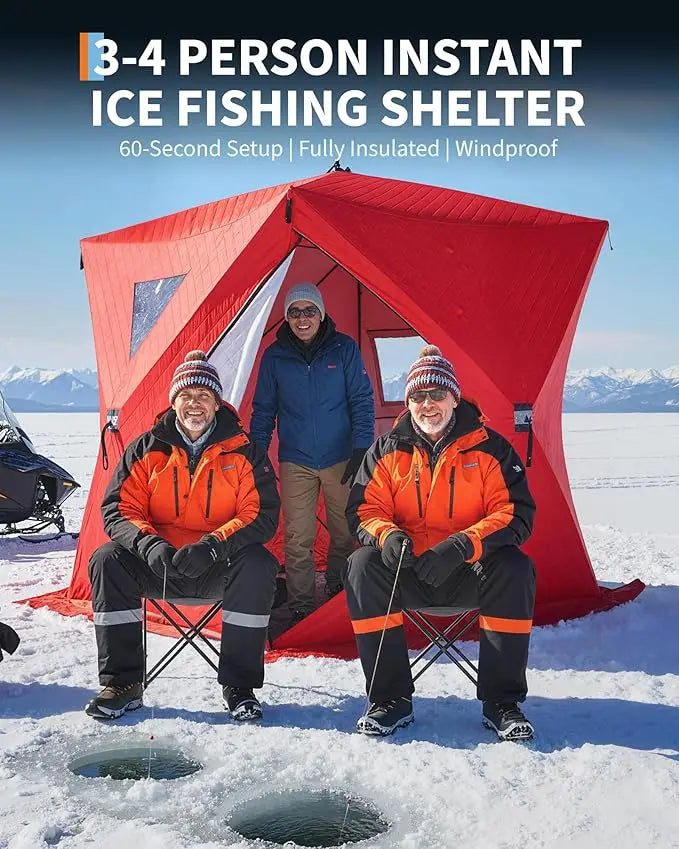 Insulated Pop-Up Ice Fishing Tent for Winter Fishing - Safety First Gear 25