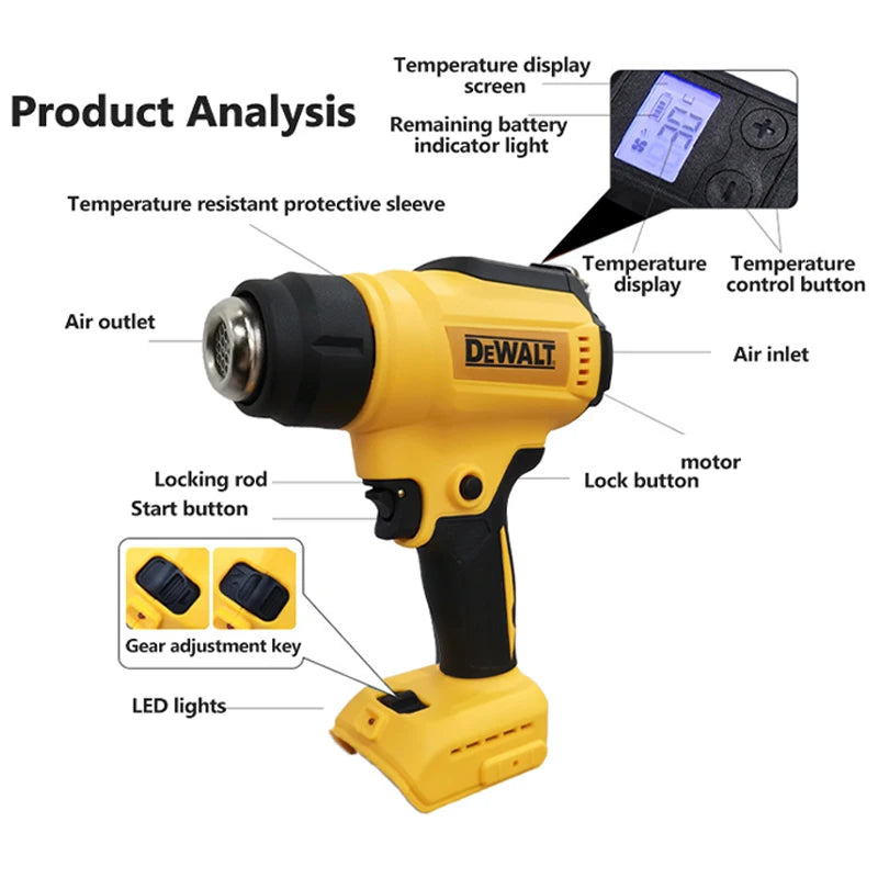 DEWALT DCE530 Cordless Heat Gun 20V 300W High Power - Safety First Gear 25