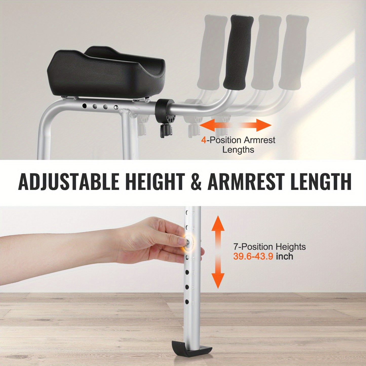 Happybuy 2 in 1 Folding Walker Armrests Height Adjustable - Safety First Gear 25