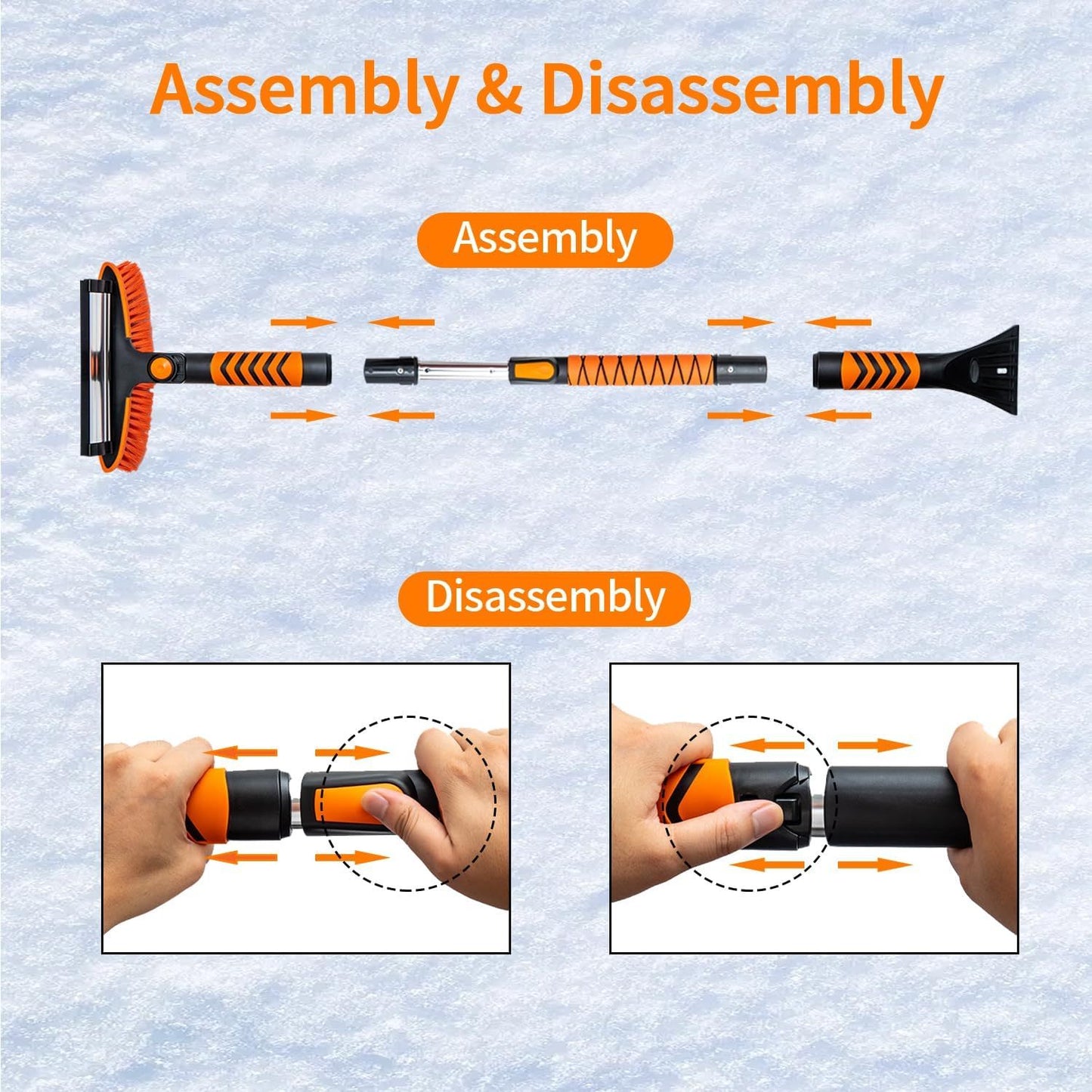 Vivicreate Extendable Snow Brush for Car Emergency Ice Scrapers Windshield Combo Kit 270 Degree Pivoting Head 5 in 1 Snow Removal Tool with Snow Shovel for Car Truck SUV Winter Car Kit - Safety First Gear 25