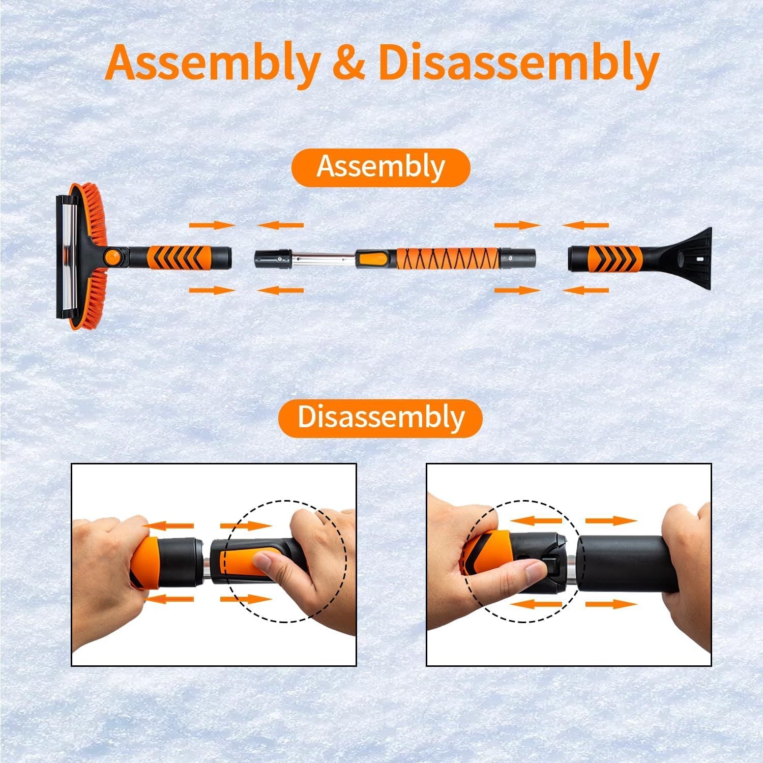 Vivicreate Extendable Snow Brush for Car Emergency Ice Scrapers Windshield Combo Kit 270 Degree Pivoting Head 5 in 1 Snow Removal Tool with Snow Shovel for Car Truck SUV Winter Car Kit - Safety First Gear 25